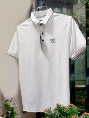 Premium China Stretch Polo Shirt–White