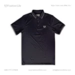 Premium China Stretch Polo Shirt–Digital Allover Print-Black