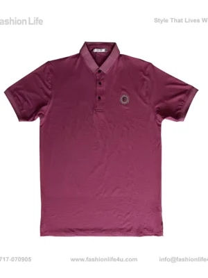 Premium China Stretch Polo Shirt–Digital Allover Print-Maroon