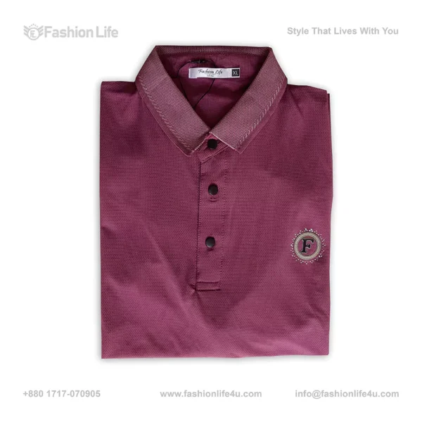 Premium China Stretch Polo Shirt–Digital Allover Print-Maroon