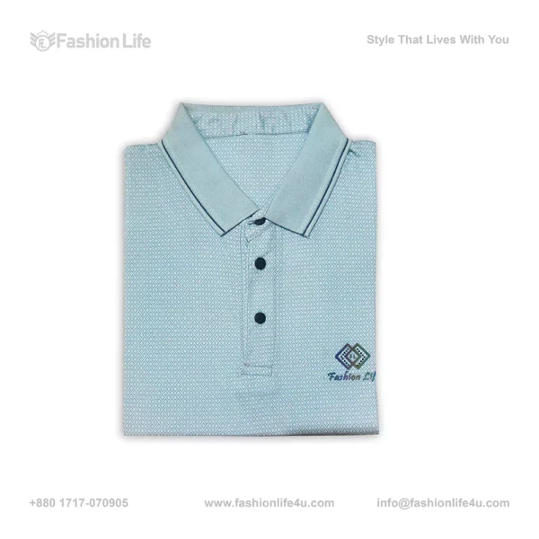 Premium China Stretch Polo Shirt–Digital Allover Print-White