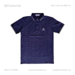 Premium China Stretch Polo Shirt–Digital Allover Print_Navy_Blue